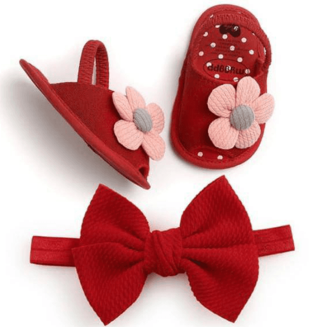 Cute Baby Slipper and Hair Bow